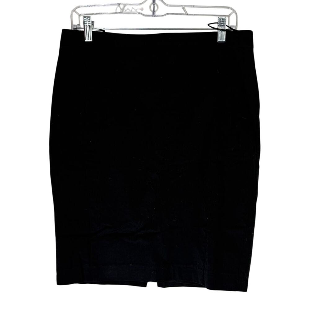 MNG Basics Solid Black Lined Back Zipper Pencil To Knee Career Skirt Size 8